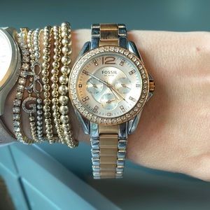 Fossil Sadie Multifunction Rose Gold Two Tone Stainless Steel Watch